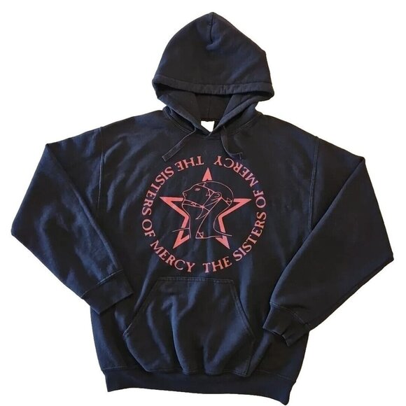 Vintage The Sisters of Mercy Hoodie Black Mens Sz M Merciful Release Goth Shirt - Picture 5 of 10